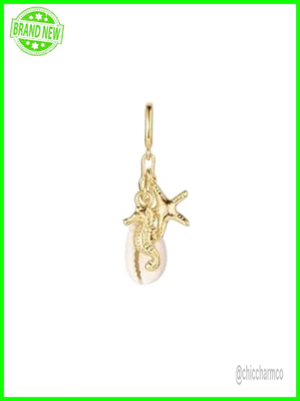 18k Gold Plated Natural Shell Charm Hinge Closure 1/4 x 3/8 in